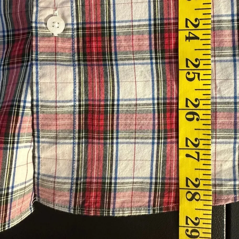 NWT J.Crew Men’s Medium Red Plaid Slim Untucked Fit Stretch Cotton Shirt